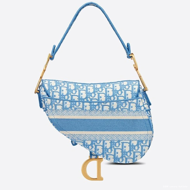 Cheap Motif Light Saddle Blue Bag Canvas Christian Oblique Dior 0729 Luxury